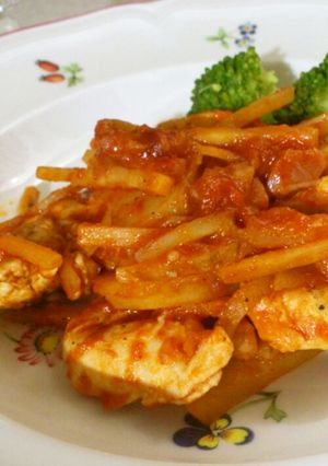 ごぼうとチキンのトマト煮-レシピのメイン写真