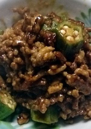 ちゃちゃっとおかず７　挽肉とオクラ炒め-レシピのメイン写真