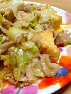 *キャベツと豚バラの厚揚げ味噌煮込み-レシピのメイン写真
