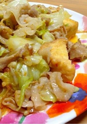 ＊キャベツと豚バラの厚揚げ味噌煮込み-レシピのメイン写真