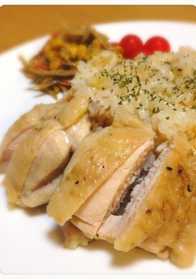 ほっくほく♡鶏とにんにくの炊き込みご飯-レシピのメイン写真