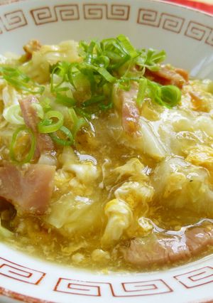 キャベツとハムのかき玉あんかけ♪-レシピのメイン写真
