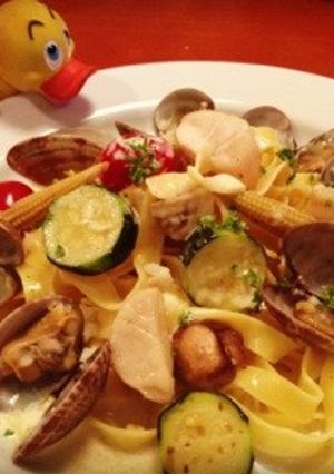 あさりと野菜のクリームソースパスタ♪-レシピのメイン写真