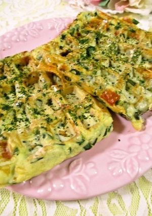 おから入りヘルシー♡お好み焼きなワッフル-レシピのメイン写真