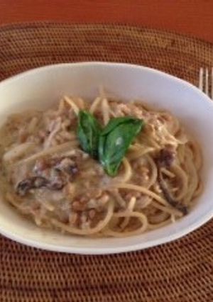 納豆ツナきのこ豆乳パスタ-レシピのメイン写真