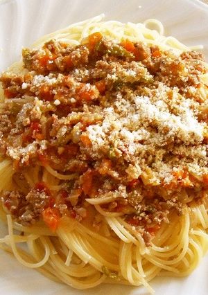 野菜を沢山入れミートスパゲティ-レシピのメイン写真