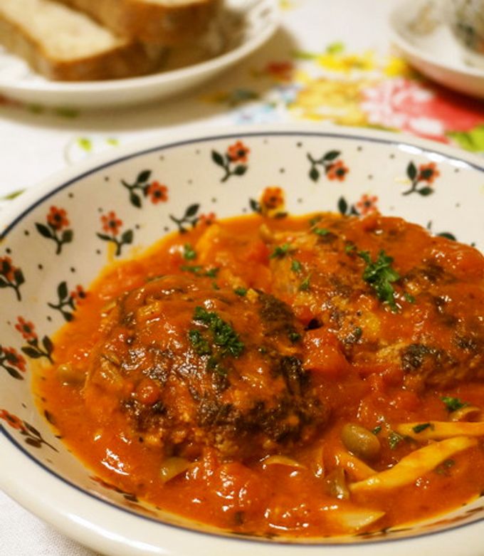 トマト缶で*煮込みハンバーグ*-レシピのメイン写真