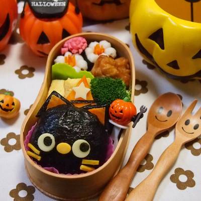 ハロウィン★黒ネコちゃんおにぎりの弁当