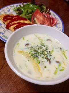 せん切りキャベツの豆乳スープ-レシピのメイン写真