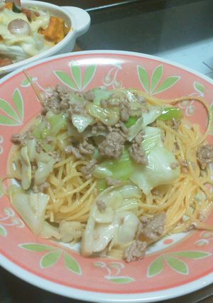 ひき肉とキャベツのパスタ-レシピのメイン写真