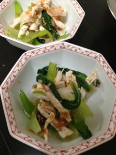 簡単副菜♪ヘルシーな青梗菜と胸肉の梅和え-レシピのメイン写真