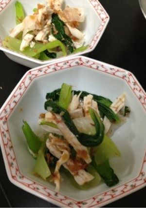 簡単副菜♪ヘルシーな青梗菜と胸肉の梅和え-レシピのメイン写真