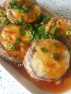 なすの挽き肉はさみ揚げ♪甘酢あんかけ-レシピのメイン写真