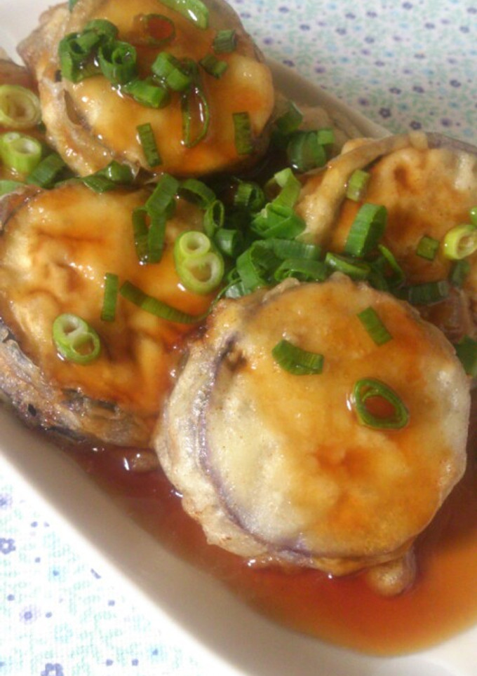 なすの挽き肉はさみ揚げ♪甘酢あんかけ-レシピのメイン写真