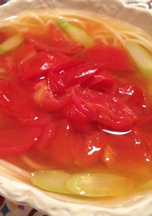 風邪ひきさんに！プチトマトのスープパスタ-レシピのメイン写真