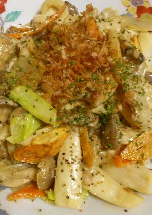 簡単♪きのこたっぷり焼きうどんマヨ醤油味-レシピのメイン写真