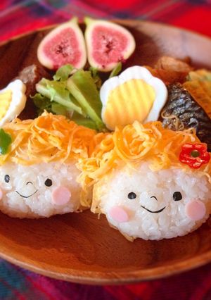 キャラ弁＊錦糸卵で女の子おにぎり-レシピのメイン写真