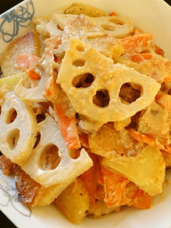 レンコンとじゃがいものみそマヨ炒め-レシピのメイン写真