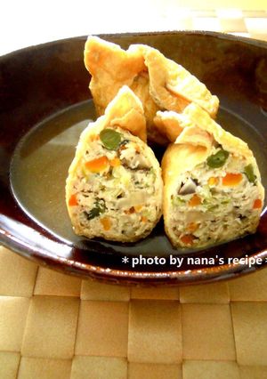 鶏ひきとたっぷり野菜のお揚げDE巾着-レシピのメイン写真