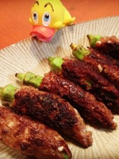 オクラのつくね巻焼き♪-レシピのメイン写真