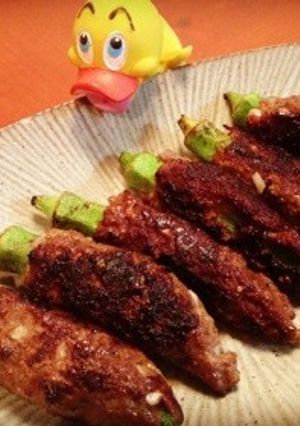 オクラのつくね巻焼き♪-レシピのメイン写真