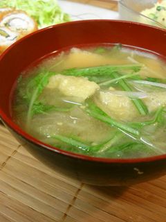 *水菜と油揚げの味噌汁*-レシピのメイン写真