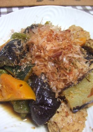 麺つゆで☆茄子としし唐と南瓜の焼きびたし-レシピのメイン写真