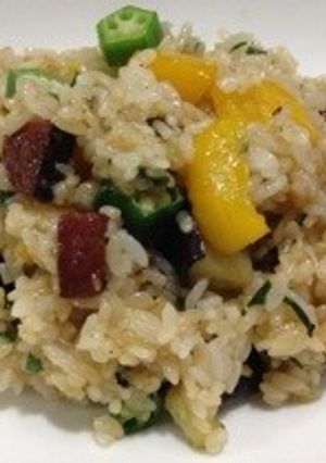 サラミ＆オクラ、夏野菜の炒飯-レシピのメイン写真