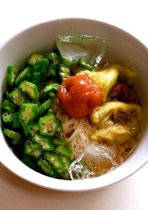 焼き茄子とオクラのぶっかけそうめん-レシピのメイン写真