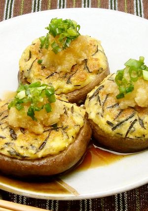 しいたけのひじきハンバーグ肉詰め-レシピのメイン写真