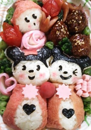 いなり寿司ミッキーミニ—ちゃん キャラ弁-レシピのメイン写真