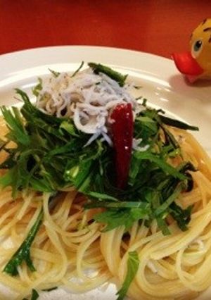 しらすと水菜のペペロンチーノ♪-レシピのメイン写真