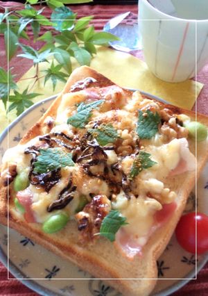 枝豆×ベーコン×胡桃の塩昆布トースト-レシピのメイン写真