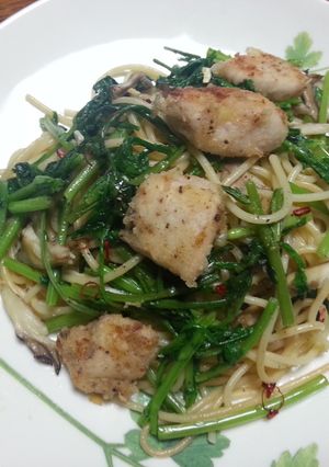 秋の味わい鮭白子と春菊のパスタ-レシピのメイン写真