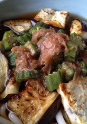 秋のオクラナスうどん-レシピのメイン写真