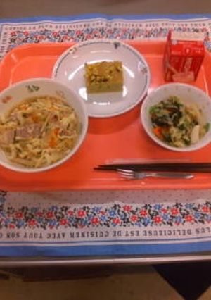 あんかけ卵とじうどん（給食レシピ）-レシピのメイン写真