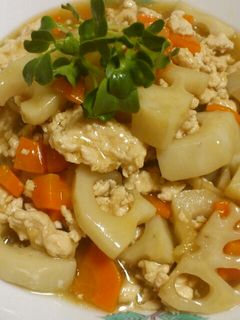 簡単♪蓮根とひき肉のあんかけそぼろ煮-レシピのメイン写真
