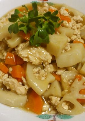 簡単♪蓮根とひき肉のあんかけそぼろ煮-レシピのメイン写真
