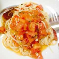 トマトとニンニクの冷製パスタ-レシピのメイン写真