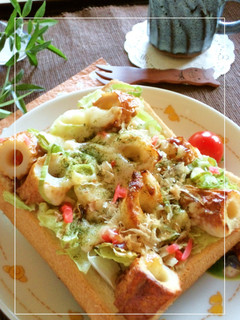 キャベツ×ちくわのソース味トースト-レシピのメイン写真