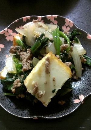 ホウレン草と厚揚げ炒め-レシピのメイン写真