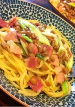 麺つゆ＆バターで納豆パスタ-レシピのメイン写真