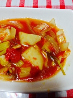 【十勝一年生】セロリの具沢山トマトスープ-レシピのメイン写真