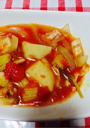 【十勝一年生】セロリの具沢山トマトスープ-レシピのメイン写真