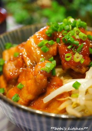 厚切りで！こってり♡スタミナ豚バラ丼-レシピのメイン写真