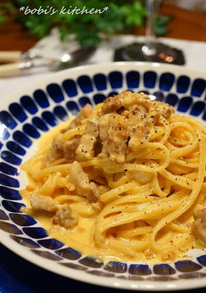 【本格】厚切り豚バラ肉で濃厚カルボナーラ-レシピのメイン写真