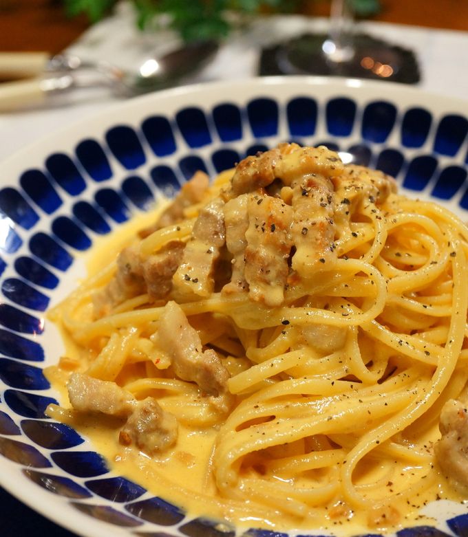 【本格】厚切り豚バラ肉で濃厚カルボナーラ-レシピのメイン写真