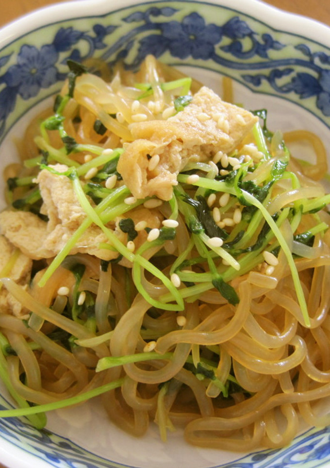 しらたきと油揚げと豆苗の炒め煮-レシピのメイン写真