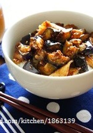 こってり豚丼☆豚肉となすのごまみそ丼-レシピのメイン写真