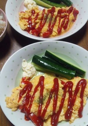 混ぜてから3分♪トマトチーズオムレツ-レシピのメイン写真